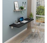 Mesa Abatible De Pared, Escritorio Flotante De Madera Para Espacios Pequeños, Mesa De Comedor De Hojas Abatibles Para Cocina, Mesa De Lavandería Plegable Con Soportes Resistentes(Black,90x40cm/36x16in