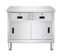 Mesa Acero Inoxidable Cajones de Trabajo Cocina Puertas Correderas Banco Comercial Patas Ajustables Reforzadas Tiradores Empotrados en Las Cilindro Cerradura Latón Macizo Guías Funcionamiento Suave