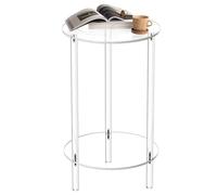 Mesa acrílica: cuento de bebidas de extremo lateral transparente para espacios pequeños, mesa de final moderna de 5 estrellas para sala de estar y dormitorio, mesa lateral impermeable para