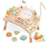 Mesa Actividades Bebé 1 año, Juguete Montessori Madera 9 en 1, Regalo Niños | 9 Juegos en 1: Laberinto de Cuentas, Pesca, Clasificador de Formas y Reloj - Estimula al Bebé Desde 1 Año, Regalo Idea