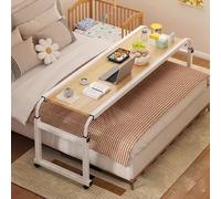 Mesa ajustable con ruedas Overbed Desk for Queen Size Bed Mobile Computer Desk con soporte para ordenador portátil de oficina en ruedas, color roble de 120 x 45 cm