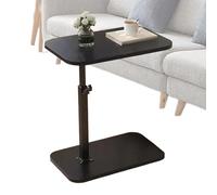 Mesa ajustable en forma de C, adecuada para espacios pequeños, rotación horizontal de 360 grados, mesa auxiliar que se puede empujar debajo del sofá, marrón y negro, muy adecuada para sala