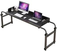 Mesa ajustable para cama con ruedas de 360°, altura y longitud ajustables, soporte móvil para laptop para sofá y sillón reclinable