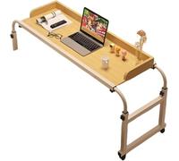Mesa ajustable para cama con ruedas de 360°, altura y longitud ajustables, soporte móvil para laptop para sofá y sillón reclinable