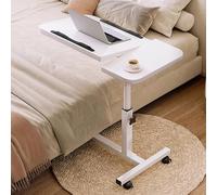 Mesa ajustable para cama con ruedas, escritorio rodante para laptop, para leer, comer y trabajar, ideal para personas mayores y postradas en cama