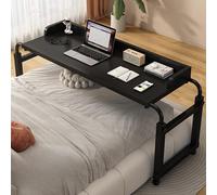 Mesa ajustable sobre la cama con ruedas, 100 cm, color negro, mesita de noche ajustable en altura para discapacitados y ancianos, mesa versátil con deflector y características de movilidad