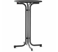 Mesa Alta , Ø 70 CM, 122cm Alto, Gris Hierro Stahrohrgestell, Mecalit-pro-Platte