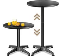CASARIA® Mesa Alta Bar 2en1 Plegable Altura Regulable 70cm/115cm Aluminio Acero INOX. Ø 60cm Negro Bistro Fiesta Jardín