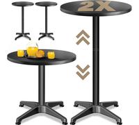 Mesa alta bar 2en1 set de 2 negro 60cm diámetro