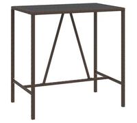 vidaXL Mesa Alta Bar Superficie Vidrio ratán PE marrón 110x70x110 cm