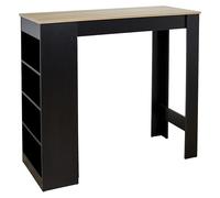 HOME DECO FACTORY - HD7123 Mesa de Bar Alta con Estantes - Diseñada para Salón y Comedor - Diseño Moderno - Dimensiones 115 x 103 x 50 cm - Negro-Madera