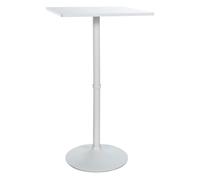 CLP Mesa Alta de Bar con Tablero Cuadrado | Mesa Cuadrada de Soporte de Metal con Superficie de Madera 60x60 cm, Color:Blanco/Blanco