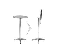 Mesa alta de aluminio diámetro 60 cm, diámetro del pie 5,8 cm, plegable, altura ajustable 74/114.