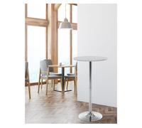 CLP Mesa Alta de Bar con Tablero Redondo | Mesa de Soporte Alto de Metal con Superficie Redonda de Madera I Mesa de Bar con Ř 60 cm, Color:Blanco