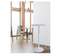 CLP Mesa Alta de Bar con Tablero Redondo | Mesa de Soporte Alto de Metal con Superficie Redonda de Madera I Mesa de Bar con Ř 60 cm, Color:Blanco/Blanco
