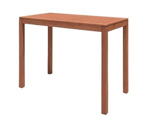 mesa alta de jardín de eucalipto, barnizada, soporta hasta 25 kg, 120 x 60 cm, para exteriores, de madera maciza FSC marrón, bistró, mesa de fiesta, rectangular