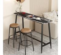 Mesa alta industrial con 2 taburetes, mesa de bar de cocina, mesa de comedor pequeña para apartamento, mesa de pie moderna, color negro, 120 x 100 cm