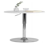CLP Mesa Alta Lamoni para la Cocina, Bar o Fiestas I Mesa con Tablero Redondo de Altura Ajustable & Base metálica, Color:Blanco, Forma:Redondo