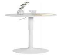 CLP Mesa Alta Lamoni para la Cocina, Bar o Fiestas I Mesa con Tablero Redondo de Altura Ajustable & Base metálica, Color:Blanco/Blanco, Forma:Redondo