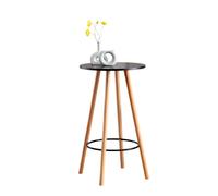 Mesa alta mijas con tablero redondo madera negro ø 60 cm