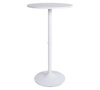 CLP Mesa Alta de Bar con Tablero Redondo | Mesa de Soporte Alto de Metal con Superficie Redonda de Madera I Mesa de Bar con Ř 60 cm, Color:Blanco/Blanco