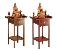 Mesa Altar de Madera con cajón y Estante Mesa Santuario Budista Alta autoportante Soporte de oración Tallado para Estatua Mesa de Culto doméstico para Altar ancestral(Walnut)