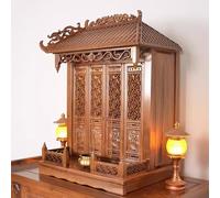 Mesa Altar De Madera Con Estantes, Armario Pooja Con Puertas Y Diseño De Cajones Ocultos, Adecuado for El Culto En El Salón Ancestral(With door,35cm/13.8in)