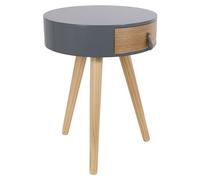HOME DECO FACTORY Mesita de Noche de Madera Triangular 1 Cajón Gris | Madera de ingeniería, mesita de noche moderna, forma triangular, 1 cajón, dormitorio, compacta, 35x35x46,5 cm, gris