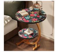 Mesa Auxiliar, 2 Niveles Lujo En Forma De Y Mesa Auxiliar Forma C Ronda De Madera Mesa De Centro Mesa De La Sala De Estar Con Impresión Acabado Superior, Ideal Como El Lado Del S(Size:40x65cm,Color:9)
