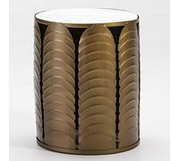 MESA AUXILIAR 41X41X51 MARMOL BLANCO/METAL DORADO