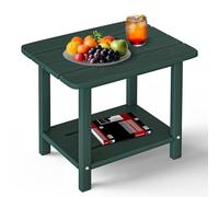 Mesa auxiliar Adirondack de polietileno de alta densidad de 2 niveles con textura de madera, mesas auxiliares resistentes a la intemperie para exteriores, material de polietileno de alta densidad