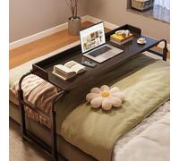 Mesa auxiliar ajustable con ruedas en forma de C, mesita de noche portátil con ruedas para el trabajo, desayuno y laptop, bandeja negra grande para una fácil movilidad