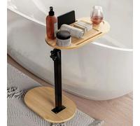 Mesa auxiliar ajustable en forma de C con soporte giratorio para teléfono, mesa moderna para bebidas pequeñas para sala de estar, dormitorio y baño (beige) versátil mesa auxiliar de sofá