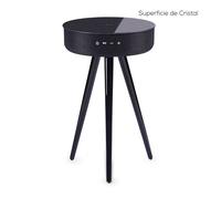 Mesa auxiliar altavoz portátil con sonido de 30w, bluetooth, base de carga inalámbrica, batería de 2200mah. mesilla o mesita para dormitorio o sala de estar - td systems sm30b11wgn [cristal negro]