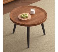 Mesa auxiliar anidable, mesa auxiliar redonda, patas de madera maciza y acero al carbono para sala de estar, dormitorio, diseño nórdico para apartamentos pequeños