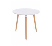 Mesa Auxiliar Ansgar En Estilo Nórdica I Mesa De Centro Baja con Ø 80 Cm I Mesa De Café con Base De Madera & Tablero De MDF I Color:, Color:Blanco, Color del Marco:Natura