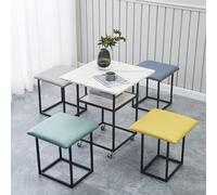 Mesa auxiliar apilable 5 en 1, taburetes apilables, juego de 5 piezas de otomana y mesa de centro apilables, silla cúbica con ruedas giratorias, taburete for sala de estar, oficina en casa(A Square,Wh
