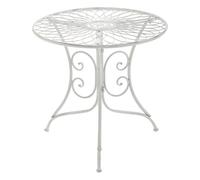 CLP Mesa Auxiliar Ariano para Exteriores I Mesa de jardín Redonda I Mesita Redonda Decorativa en Estilo rústico, Color:Blanco Envejecido