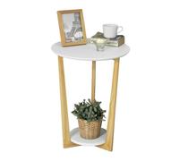 SoBuy Mesa Auxiliar con 2 Estantes Mesita de Noche Mesa de Café Mesa de Centro Consola H60 cm FBT52-WN,ES