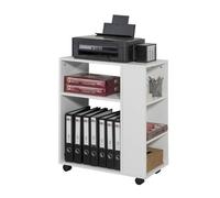 SoBuy Mueble Impresora Mesa para Impresora con Ruedas Cajonera Oficina con 6 Compartimentos Abiertos Mueble Archivador Armario Oficina Blanco 60x35x75cm FBT68-W