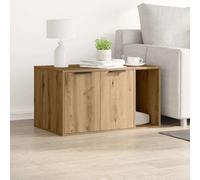 Mesa auxiliar con bandeja de arena integrada de madera - Bandeja de arena oculta en muebles de madera de 80 x 50 x 45 cm en imitación de roble Artisan, como mueble de almacenamiento