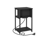Mesa Auxiliar con Enchufe 30 x 34 x 58 cm Negro