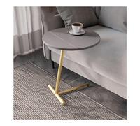 Mesa Auxiliar con Forma De C Mesitas De Noche De Imitación Mármol Que Se Deslizan Debajo del Sofá Estructura Resistente for Salón Y Dormitorio(Gris,Gold)