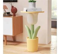 Mesa auxiliar con forma de tulipán, mesa de centro pequeña con bandeja de almacenamiento para sofá, dormitorio, decoración del hogar, mesa auxiliar de resina de 30 x 30 x 51 cm de alto