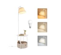 Mesa Auxiliar con Lámpara 3 en 1 Marco de Acero Blanco Mate