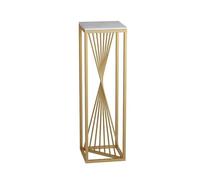 Mesa auxiliar con parte superior de mármol, soporte de exhibición de metal alto para uso en interiores, ideal para macetas y soportes de flores, acento perfecto para sala de estar
