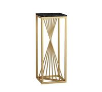 Mesa auxiliar con parte superior de mármol, soporte de exhibición de metal delgado para uso en interiores, ideal para macetas y soportes de flores, perfecto para muebles de sala de estar