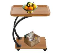 Mesa auxiliar con ruedas bloqueables 360°, sofá en forma de C, mesa de café pequeña, mesa de café para ordenador portátil, mesa de centro para salón, dormitorio, bar, cafetería, 52 x 34 x 60 cm (color