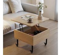 Mesa auxiliar con tapa elevable, mesa central cuadrada de madera para sala de estar, dormitorio u oficina, ideal para espacios pequeños