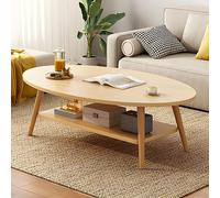 Mesa auxiliar contemporánea de madera para apartamento, patas ovaladas, acabado natural con estante, 47 pulgadas de largo x 24 pulgadas de ancho x 16.5 pulgadas de alto, perfecta para sala de estar o